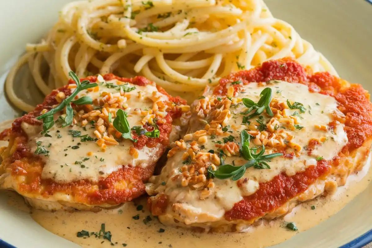 Crispy Chicken Parmesan Piccata with lemon-butter sauce