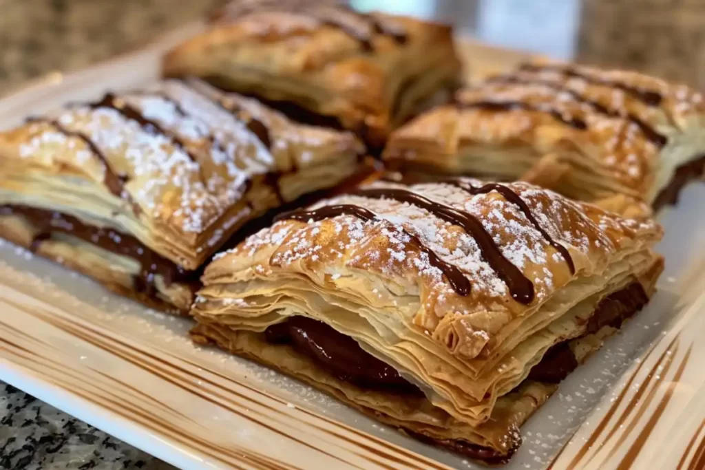 Golden Nutella pastry puffs fresh out of the oven