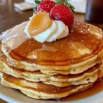 Fluffy Cracker Barrel pancakes served with butter and syrup