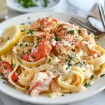 Creamy spicy lobster pasta with rich sauce