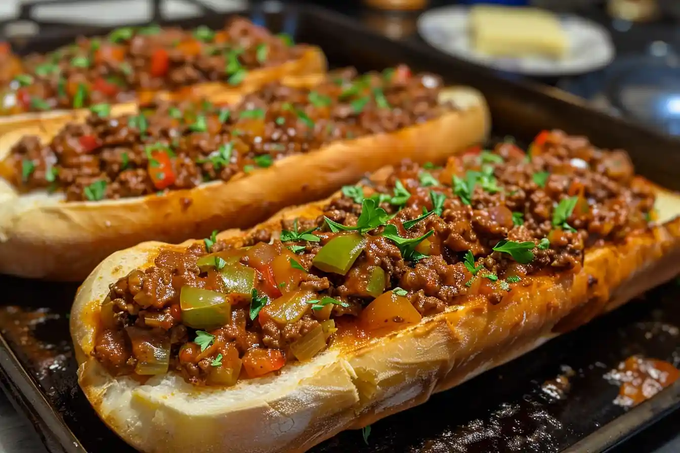 Delicious Garlic Bread Sloppy Joes with crispy toasted garlic bread and savory beef filling.