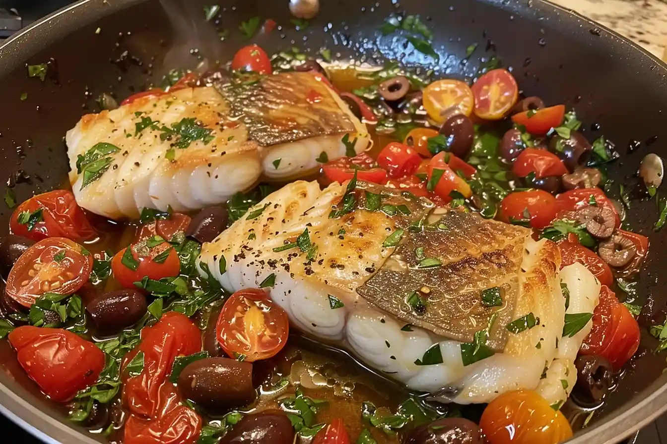 Pan Seared Mediterranean Cod with fresh herbs and garlic