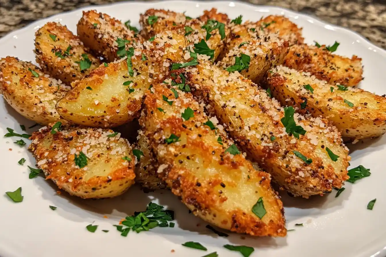 Baked Garlic Parmesan Potato Wedges Recipe