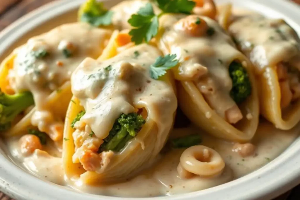 Chicken & Broccoli Alfredo Stuffed Shells Recipe