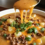 Creamy Cheesy Hamburger Potato Soup Recipe