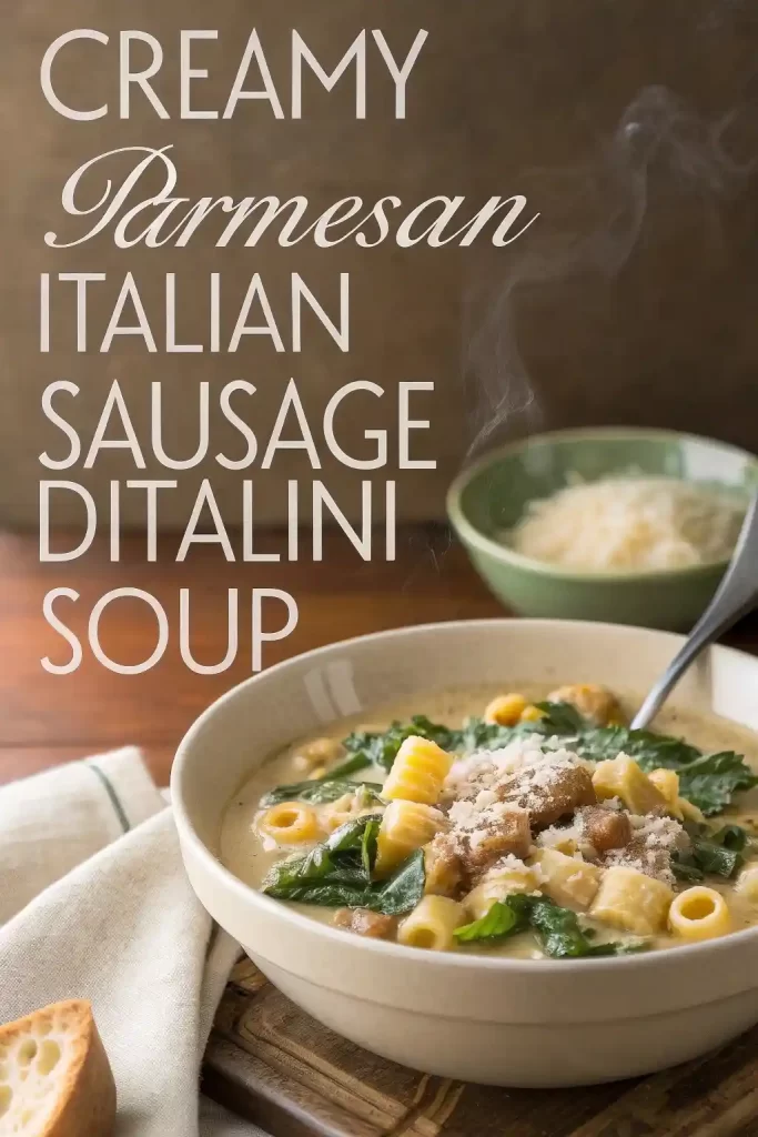 Creamy Parmesan Italian Sausage Ditalini Soup