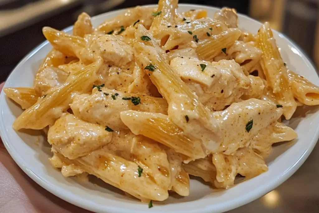 Crockpot Garlic Parmesan Chicken Pasta