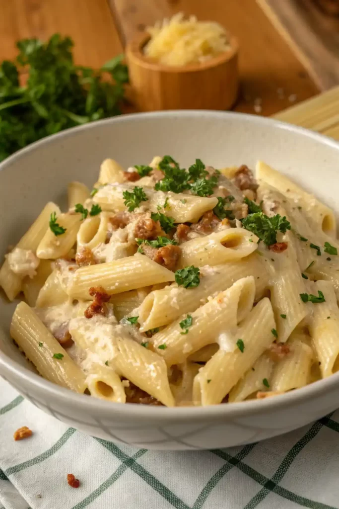 Creamy Garlic Penne Pasta Recipe