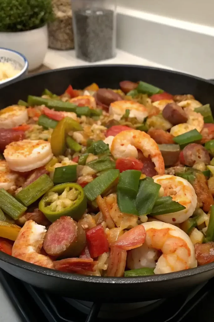 Smothered Okra with Shrimp and Sausage Recipe