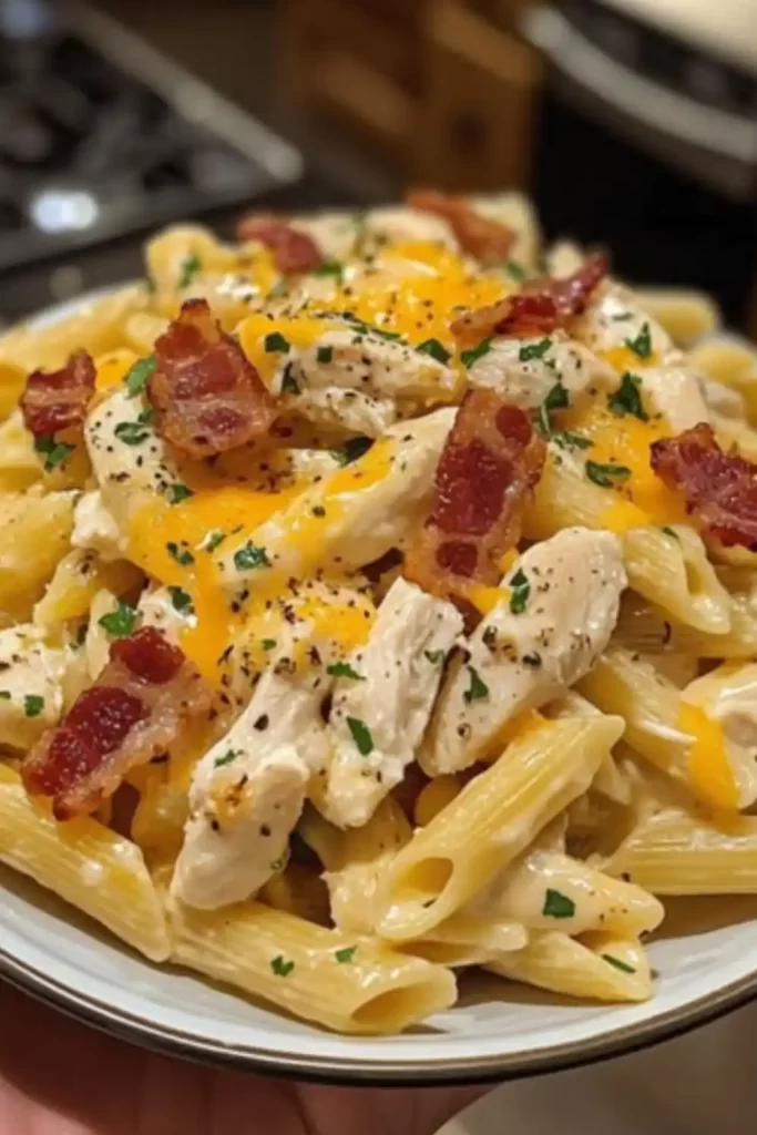 creamy chicken bacon ranch pasta