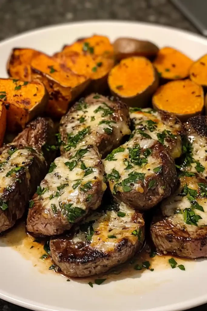 garlic steak and sweet potato bites