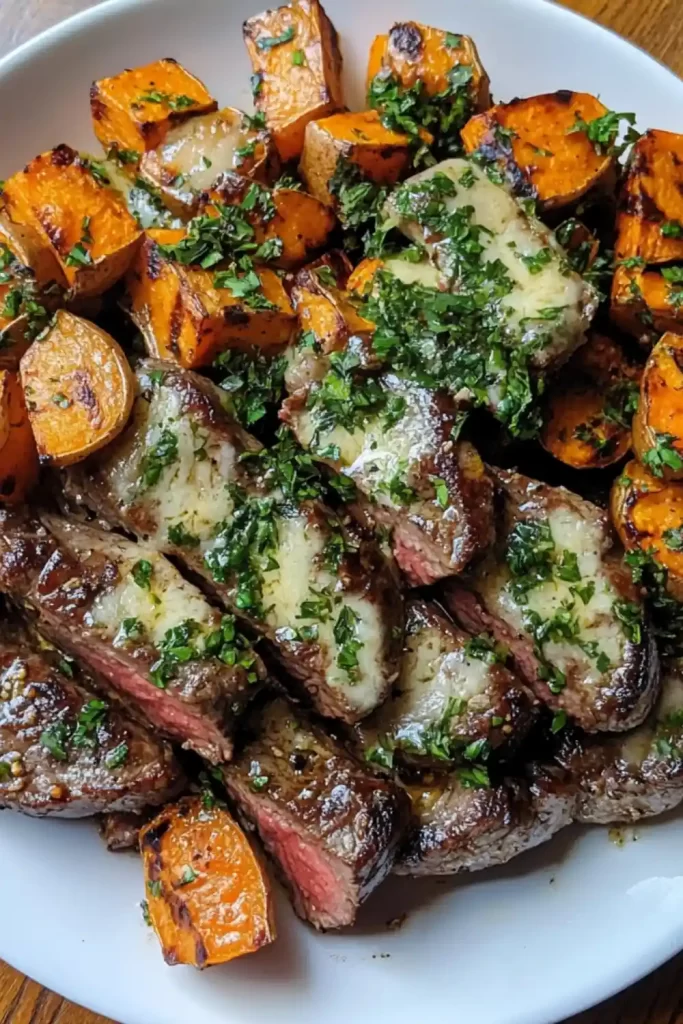 garlic steak and sweet potato bites