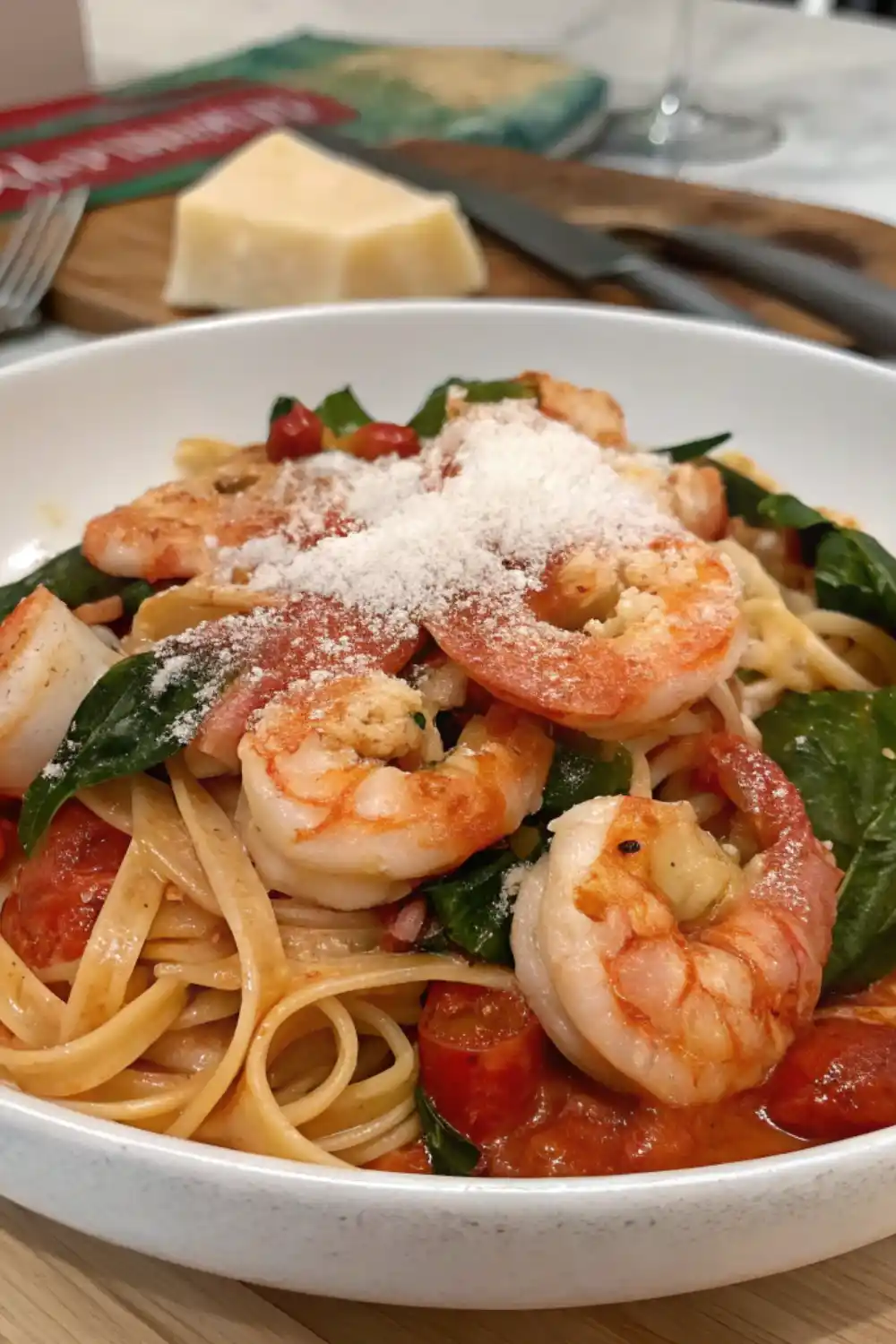 tomato spinach shrimp pasta